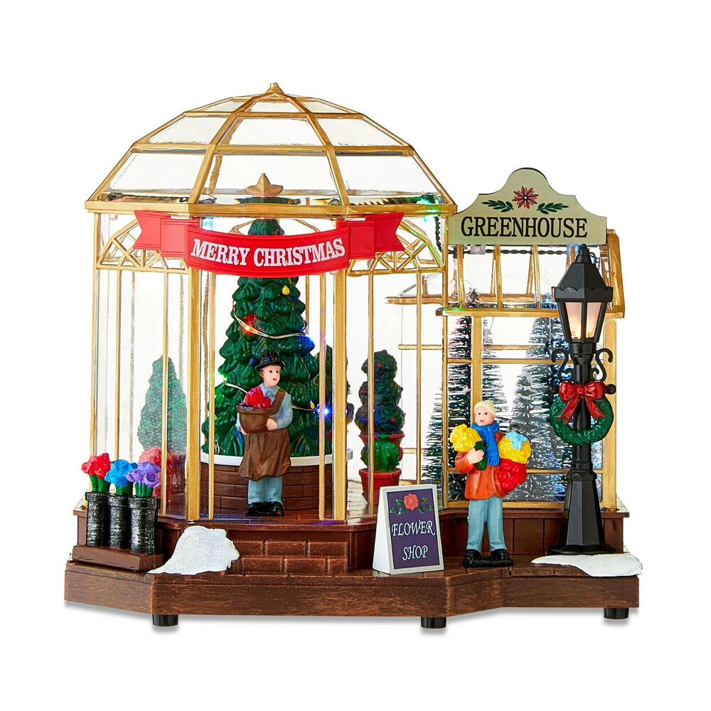 NEW Holiday Time Greenhouse Christmas Village 010146 Plays Music Lights Festive